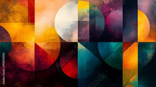 2. Abstract geometric shapes in vibrant colors blending into each other