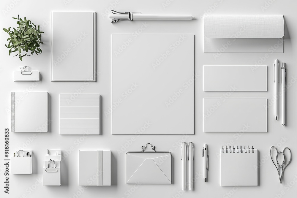 Realistic blank stationery set mockup isolated created with generative ai Realistic blank stationery set mockup isolated created with generative ai