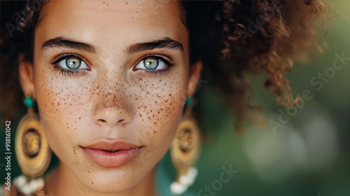 Young Woman With Intricate Face Jewelry Posing Outdoors During Golden Hour