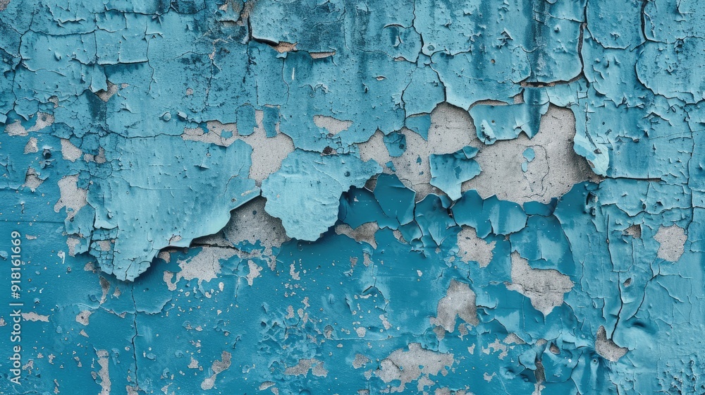 Obraz premium Detail of old weathered blue wall