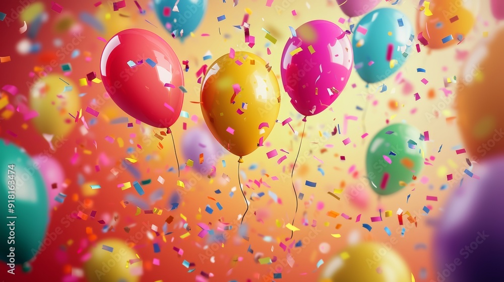 Vibrant Birthday Celebration with Colorful Balloons and Confetti Generative AI Vibrant Birthday Celebration with Colorful Balloons and Confetti Generative AI