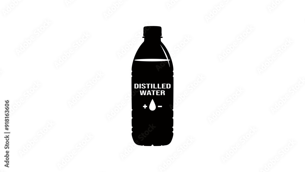 Distilled Water, black isolated silhouette Distilled Water, black isolated silhouette