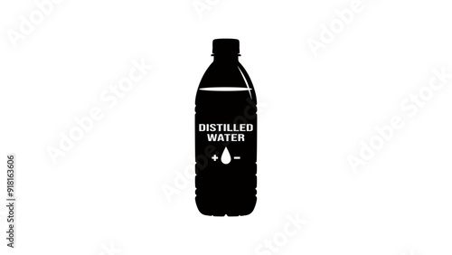 Distilled Water, black isolated silhouette 