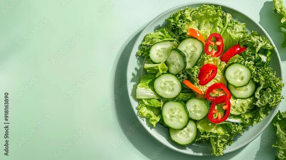 Fresh Salad on a Pastel Colored Background, Healthy Eating Concept Generative AI Fresh Salad on a Pastel Colored Background, Healthy Eating Concept Generative AI