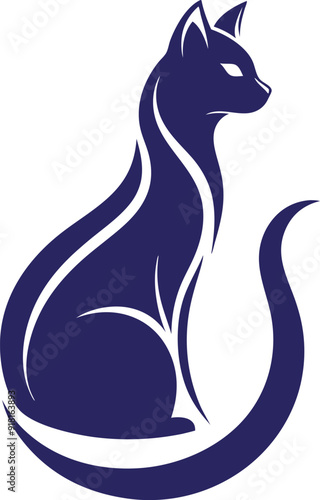 a cat logo with a blue background