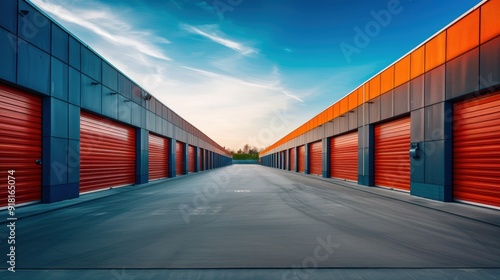 Self storage facility, very modern and elegant. a blue nice sky. photo