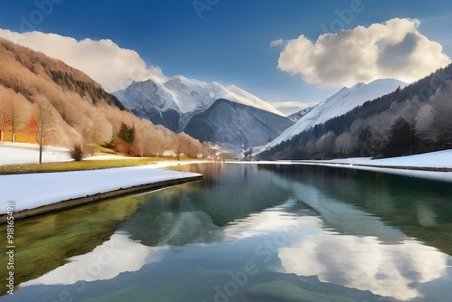 Austria, Carinthia, Meerauge pond in Bodental valley Generative AI photo