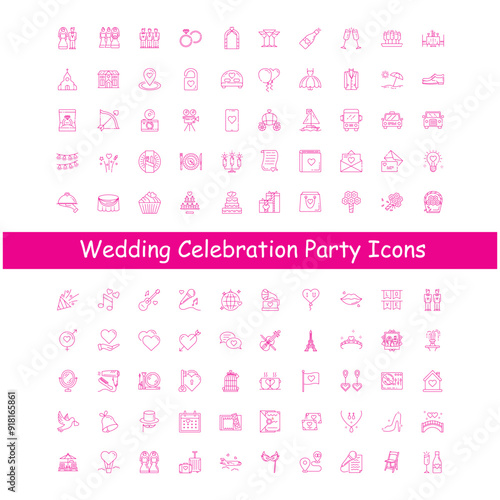 Romantic Wedding Day Vector Icon Design with Editable Stroke, love icons, marriage symbols, wedding day, bride, groom, heart, wedding vibes, wedding icons collection, wedding moments