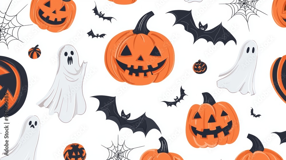 Halloween Decorations on a White Background, Perfect for Spooky Seasonal Designs Generative AI Halloween Decorations on a White Background, Perfect for Spooky Seasonal Designs Generative AI