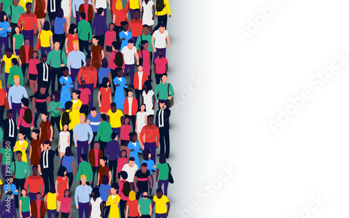 Large group of people on white background. People crowd concept.