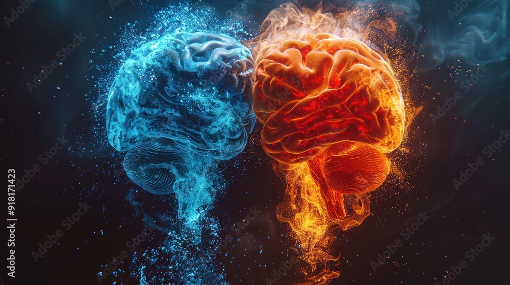 Brain Balance: Conceptual Image of Left and Right Brain Sides in Harmony Brain Balance: Conceptual Image of Left and Right Brain Sides in Harmony