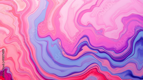 Beautiful abstraction of liquid paints in slow blending flow mixing together gently. Generative AI