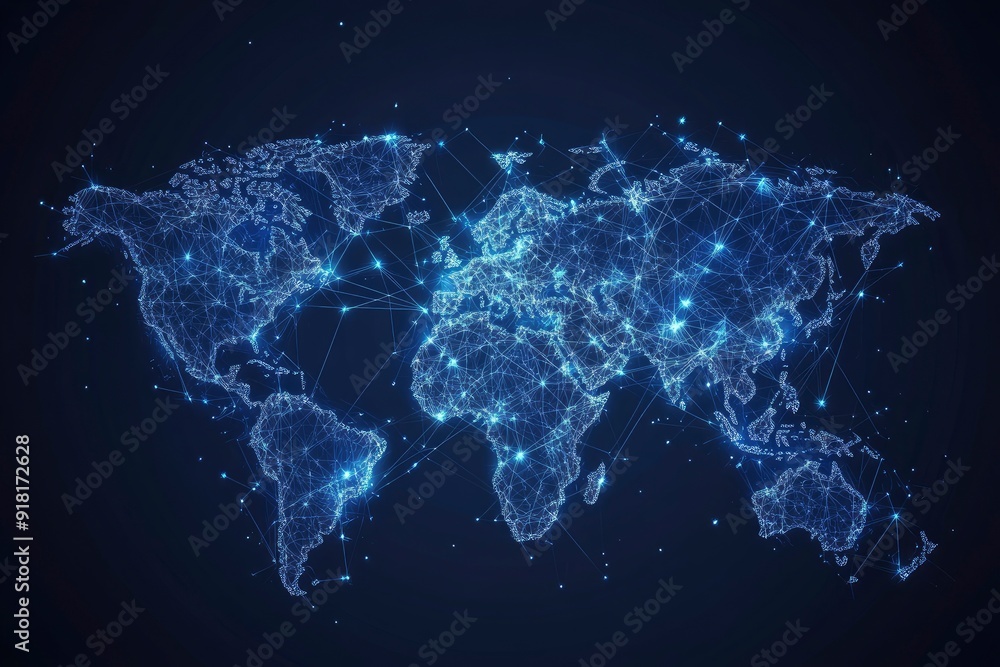 Global network connection. World map point and line composition concept of global business. Vector Illustration with generative ai Global network connection. World map point and line composition concept of global business. Vector Illustration with generative ai
