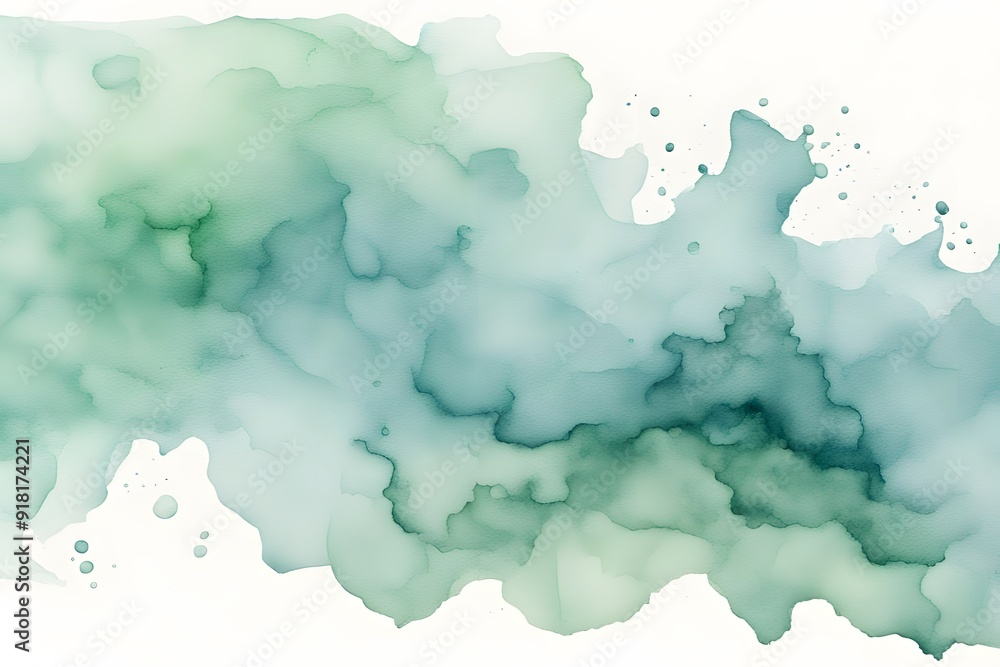 A blend from pale blue to seafoam green watercolor on white background, AI Generated A blend from pale blue to seafoam green watercolor on white background, AI Generated