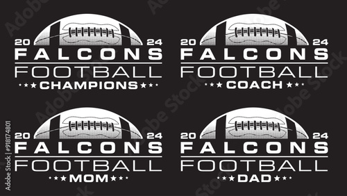 Football Champions 2024 - Falcons Designs is a sports design template that includes a graphic basketball and a space for your own teams name. This design is great for advertising and promotions.