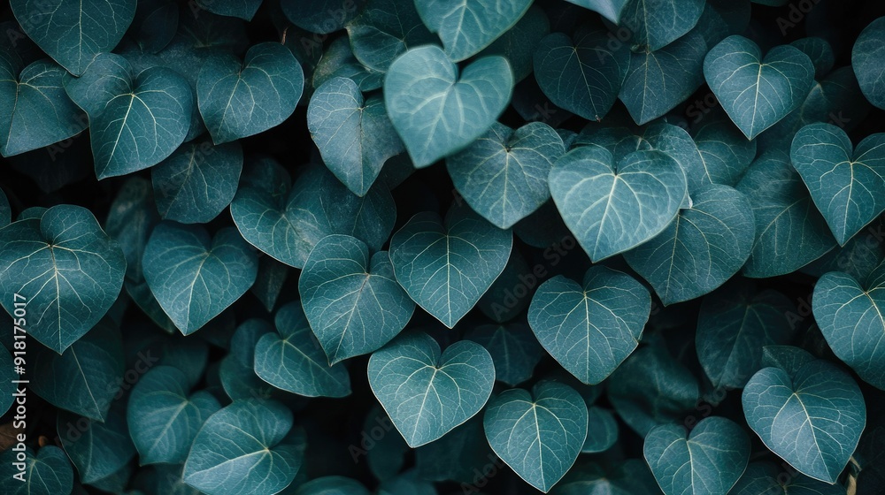 A close-up of heart-shaped leaves forming a natural background, ideal for environmental and romantic concepts. A close-up of heart-shaped leaves forming a natural background, ideal for environmental and romantic concepts.