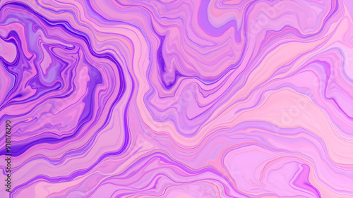 Beautiful abstraction of liquid paints in slow blending flow mixing together gently. Generative AI