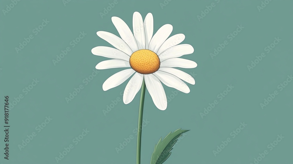 big white daisy flower on a green background illustration drawing big white daisy flower on a green background illustration drawing