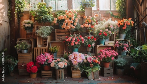 repurposed wooden frames and antique items creating a unique vintage wedding backdrop