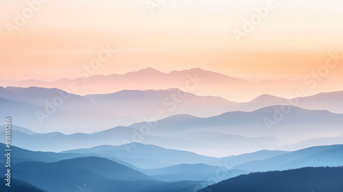 Wallpaper Mural Colorful sunrise over misty mountain ranges Torontodigital.ca