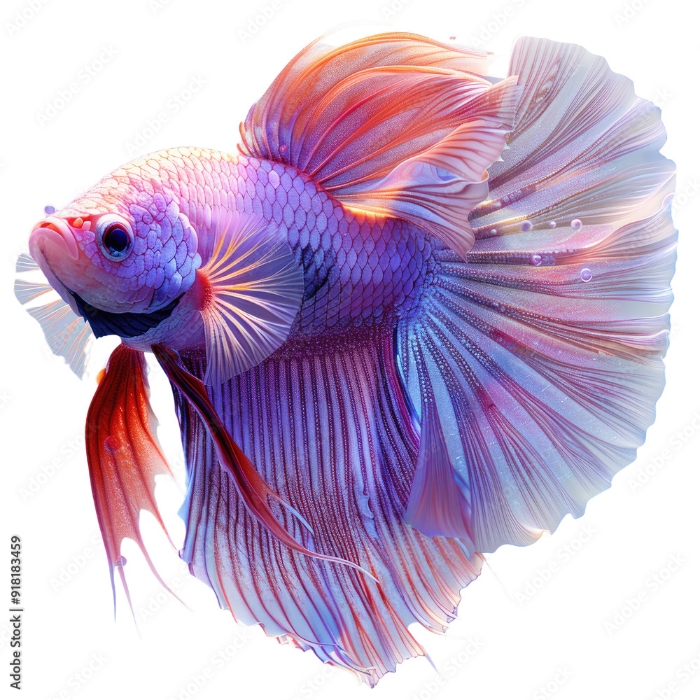 Fototapeta premium Siamese fighting fish isolated on a transparent background for web, banner, wallpaper