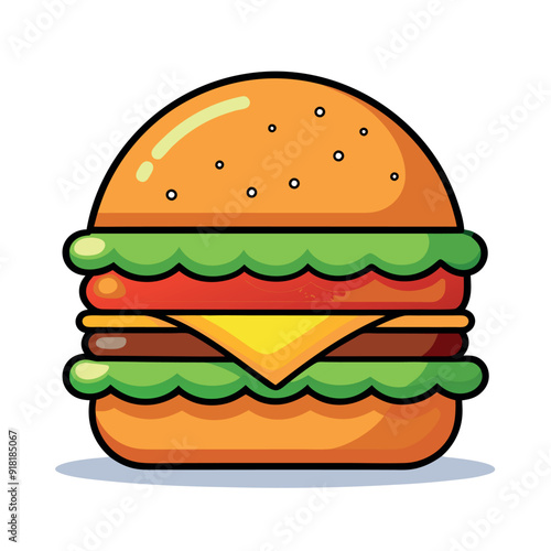 Cartoon burger vector isolated illustration