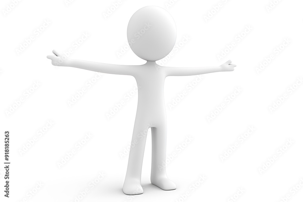 Abstract 3D white man with hands spread wide isolated on white. Abstract 3D white man with hands spread wide isolated on white.