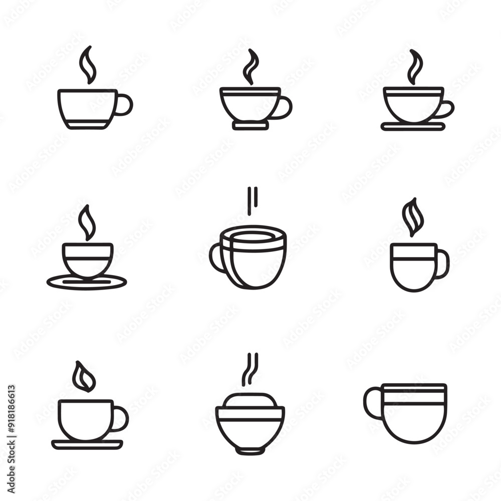 coffee cup icons set for web design isolated vector illustration coffee cup icons set for web design isolated vector illustration