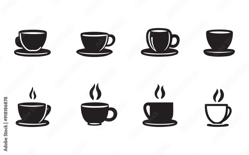 set of coffee cups icon isolated vector illustrations set of coffee cups icon isolated vector illustrations