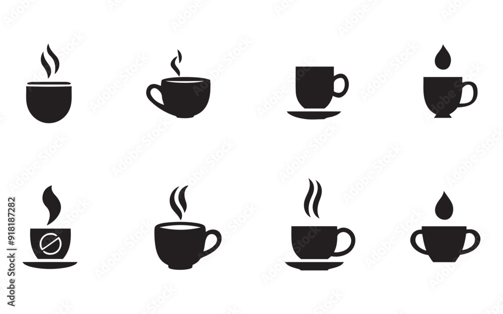 coffee cup icons set isolated vector on white background coffee cup icons set isolated vector on white background