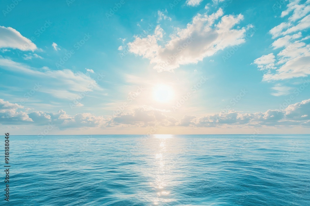Panorama of clear sky background for summer vacation concept at ocean and summer sea water with sunlight of beautiful cloudy sky with generative ai Panorama of clear sky background for summer vacation concept at ocean and summer sea water with sunlight of beautiful cloudy sky with generative ai