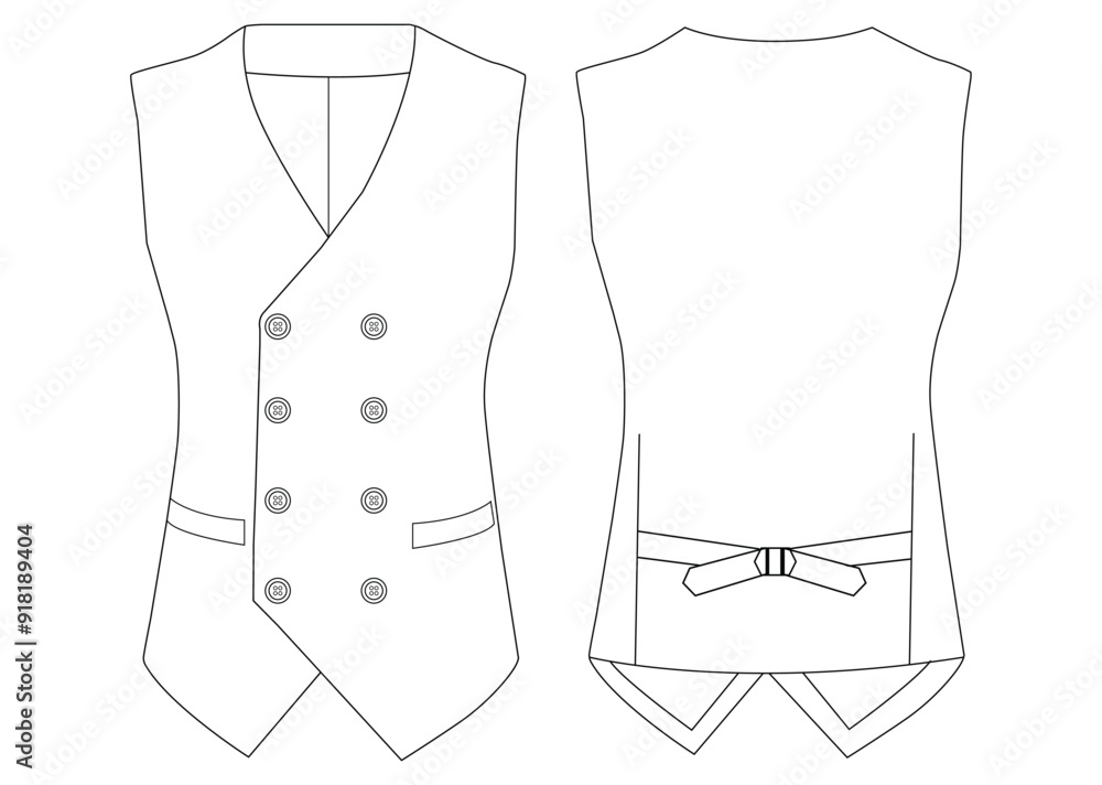 Lapelled breasted vest waistcoat technical fashion koti vector illustration Lapelled breasted vest waistcoat technical fashion koti vector illustration