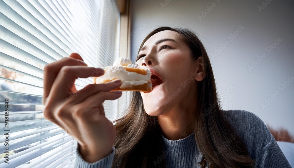 Taking generous spoonfuls of cake. Taking generous spoonfuls of cake.