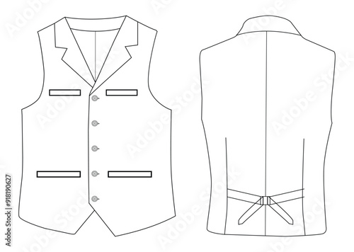 Lapelled breasted vest waistcoat technical fashion koti vector illustration 