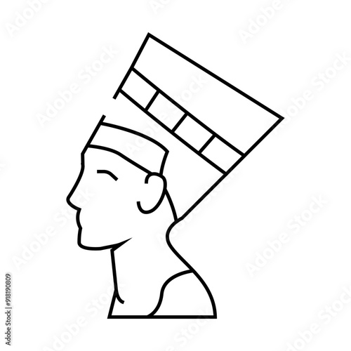 nefertiti egypt queen line icon vector. nefertiti egypt queen sign. isolated contour symbol black illustration