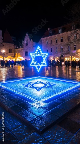 Star of David Festival Lights Judaism Religion Spiritual Symbol - Generative AI