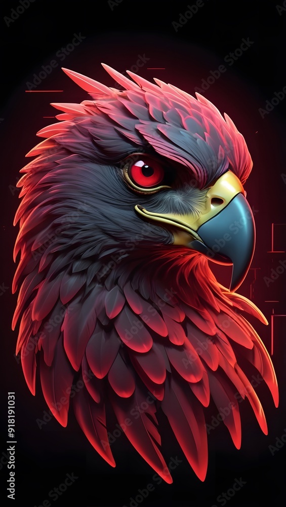 Obraz premium a design hawk,headshot soft neon light