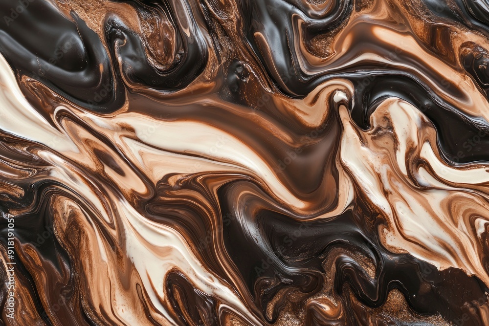 Processed collage of melted liquid chocolate texture. Background for banner, backdrop or texture for 3D mapping with generative ai Processed collage of melted liquid chocolate texture. Background for banner, backdrop or texture for 3D mapping with generative ai