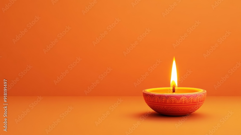 Vibrant Diwali lamp ornately decorated casting warm yellow glow isolated on a gradient background Vibrant Diwali lamp ornately decorated casting warm yellow glow isolated on a gradient background