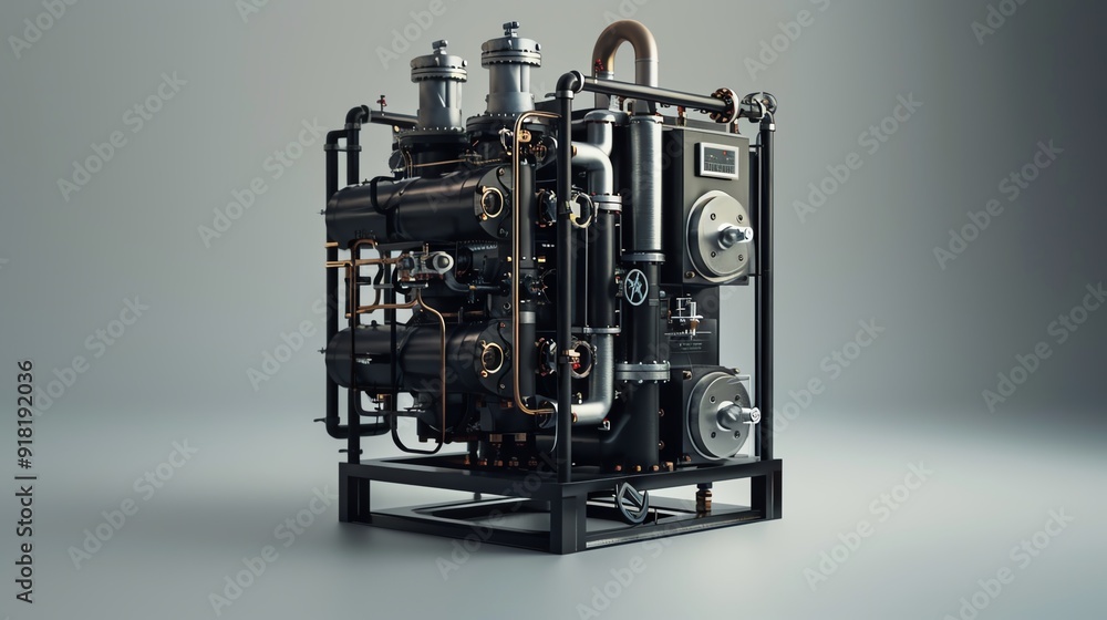 Fototapeta premium Detailed 3D render of an industrial compressor