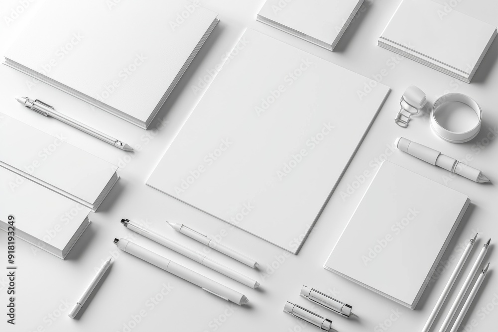 Realistic blank stationery set mockup isolated created with generative ai Realistic blank stationery set mockup isolated created with generative ai