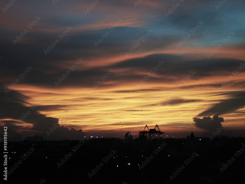 sunset over the city in thailand sunset over the city in thailand