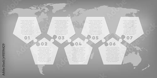 Transparent diagram infographic process on 7 steps