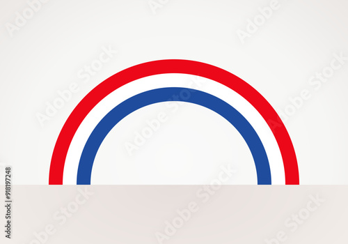 Semicircular flag of Netherlands or Heilbronn. Arc shape like a rainbow.