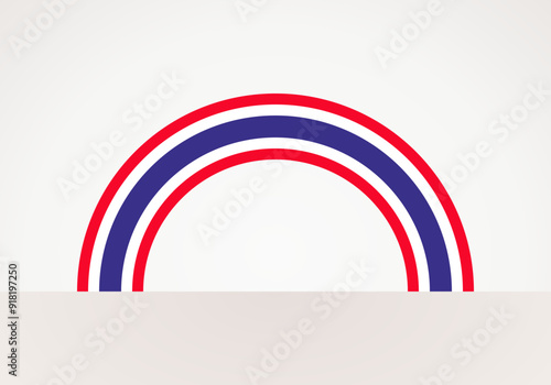 Semicircular flag of Thailand. Arc shape like a rainbow.