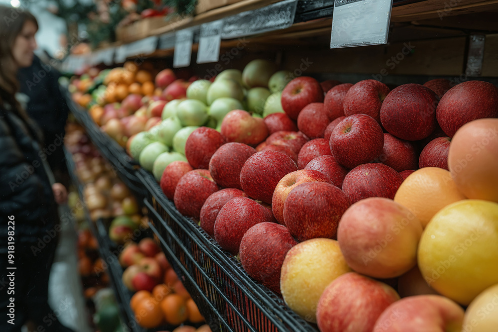 Shoppers in a grocery store or farmer’s market selecting Thanksgiving ingredients, with carts filled with seasonal produce and holiday essentials Shoppers in a grocery store or farmer’s market selecting Thanksgiving ingredients, with carts filled with seasonal produce and holiday essentials