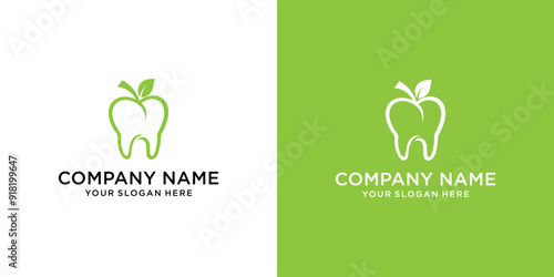 Dentistry Logo Design
with Green Apple Tooth Illustration