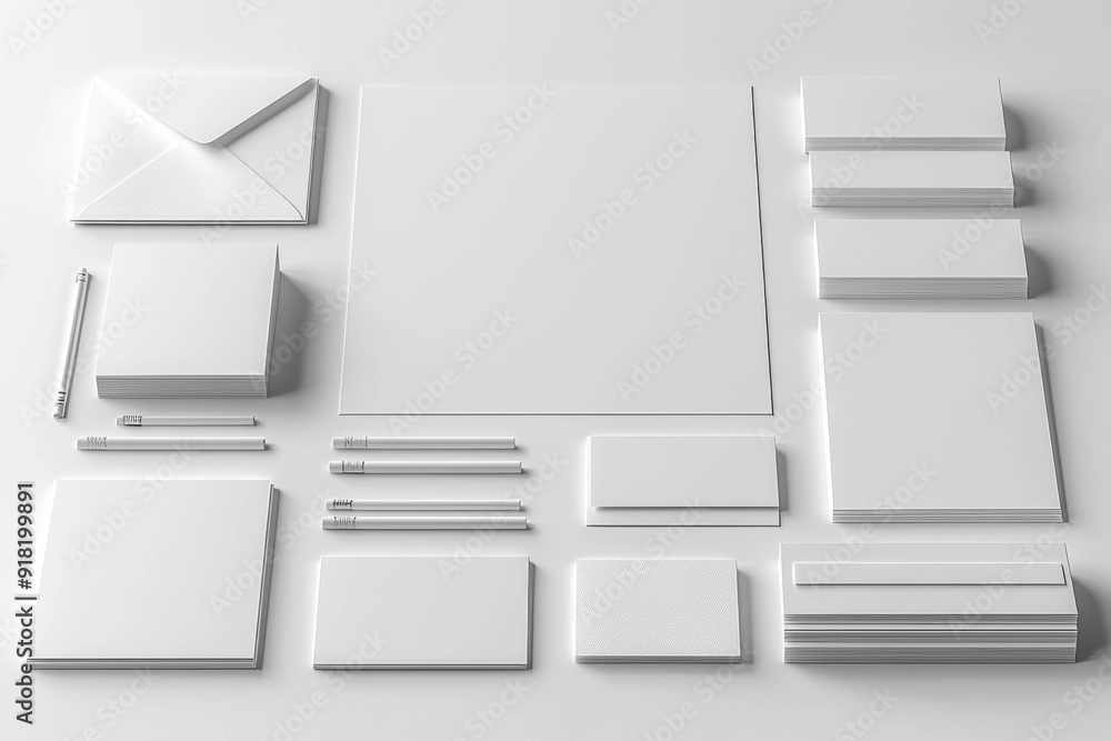 Realistic blank stationery set mockup isolated created with generative ai Realistic blank stationery set mockup isolated created with generative ai