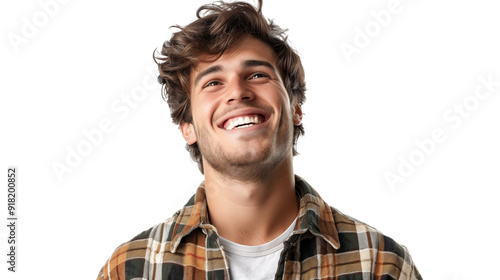 portrait of a happy young American man isolated on transparent background