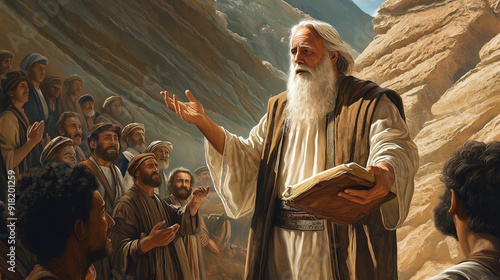 Moses received the Commandments on tablets, a pivotal moment in biblical history, as described in the Old Testament, which continues to shape faith and religion. photo